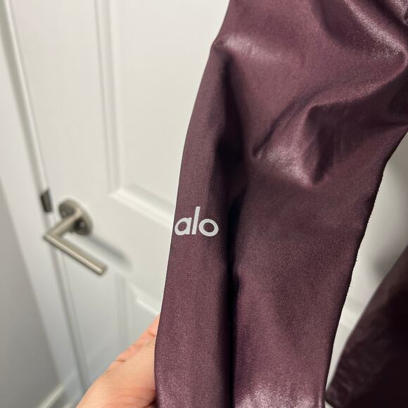Alo Yoga Women's 7/8 High Waist Shine Airbrush Legging Plum Burgundy Brown - Picture 4 of 9